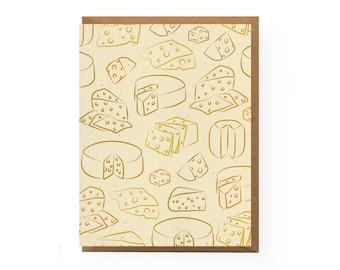 Cheese Patterned Notecard | cheese greeting card, cheese notecard, cheese lovers card