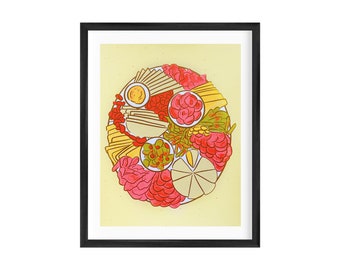 Charcuterie Neon Silkscreened Art Print