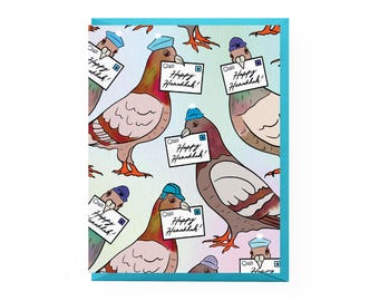 Pigeon Hanukkah Letters Card (Single Card or Set of 6)