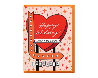 Lucky in Love Wedding Card | happy wedding card, engagement card, retro wedding card