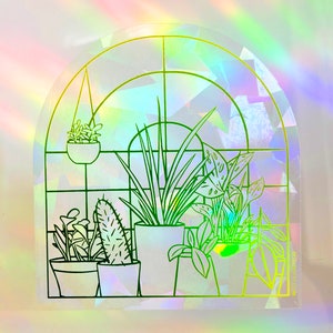 Plant Window Rainbow Suncatcher Decal | suncatcher sticker, rainbow maker decal, rainbow window decal