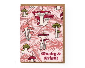 Mushroom Holiday Card (Single Card or Set of 6)