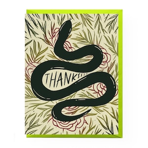 Snake Thank You Card | snake greeting card, floral greeting card, botanical thank you card