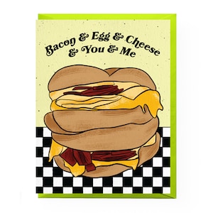Bacon Egg & Cheese Love Card | breakfast valentine&#39;s day card | breakfast love card