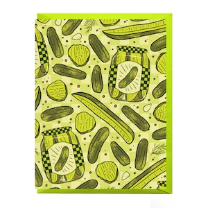 Pickle Patterned Greeting Card | Pickle Notecard | Pickle Lover Blank Card | Snack Card | Foodie Greeting Card
