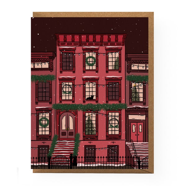 Holiday Brownstone Card • Brooklyn Holiday Card (Single Card or Set of 6)
