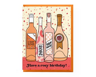 Rosé Birthday Card | wine birthday card, cheers birthday card, card for wine lover