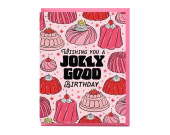 Tarjeta de cumpleaños retro con diseño de gelatina