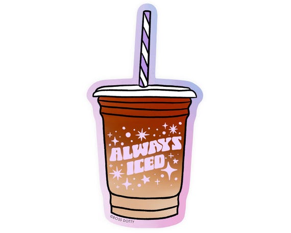 Iced Coffee Sticker | Gift for Coffee Lover | Funny Vinyl Sticker