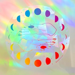 Moon Phases Rainbow Suncatcher Decal | suncatcher sticker, rainbow maker decal, rainbow window decal
