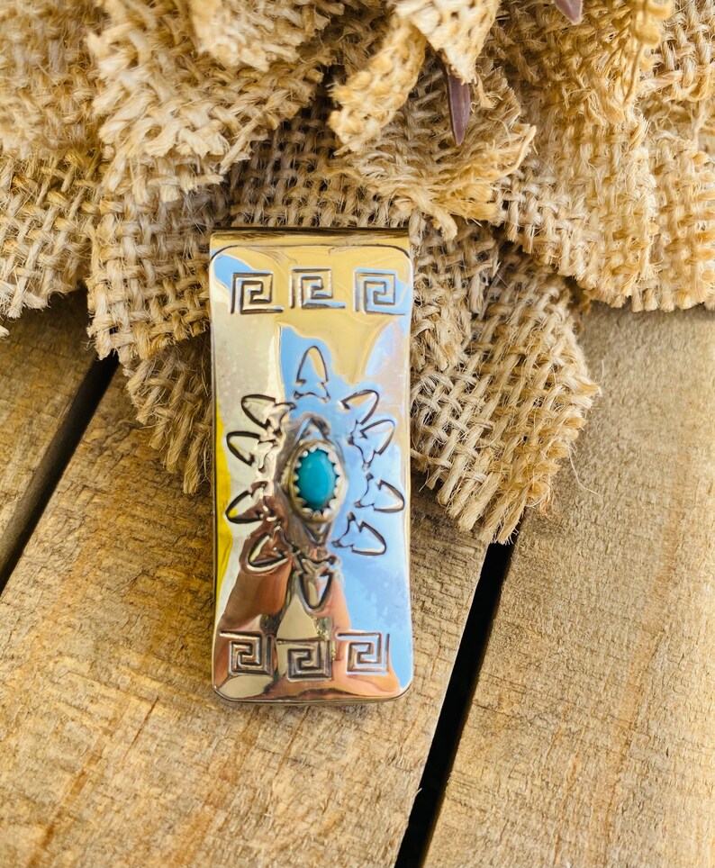 Native American Navajo Turquoise /& Sterling Silver Money Clip