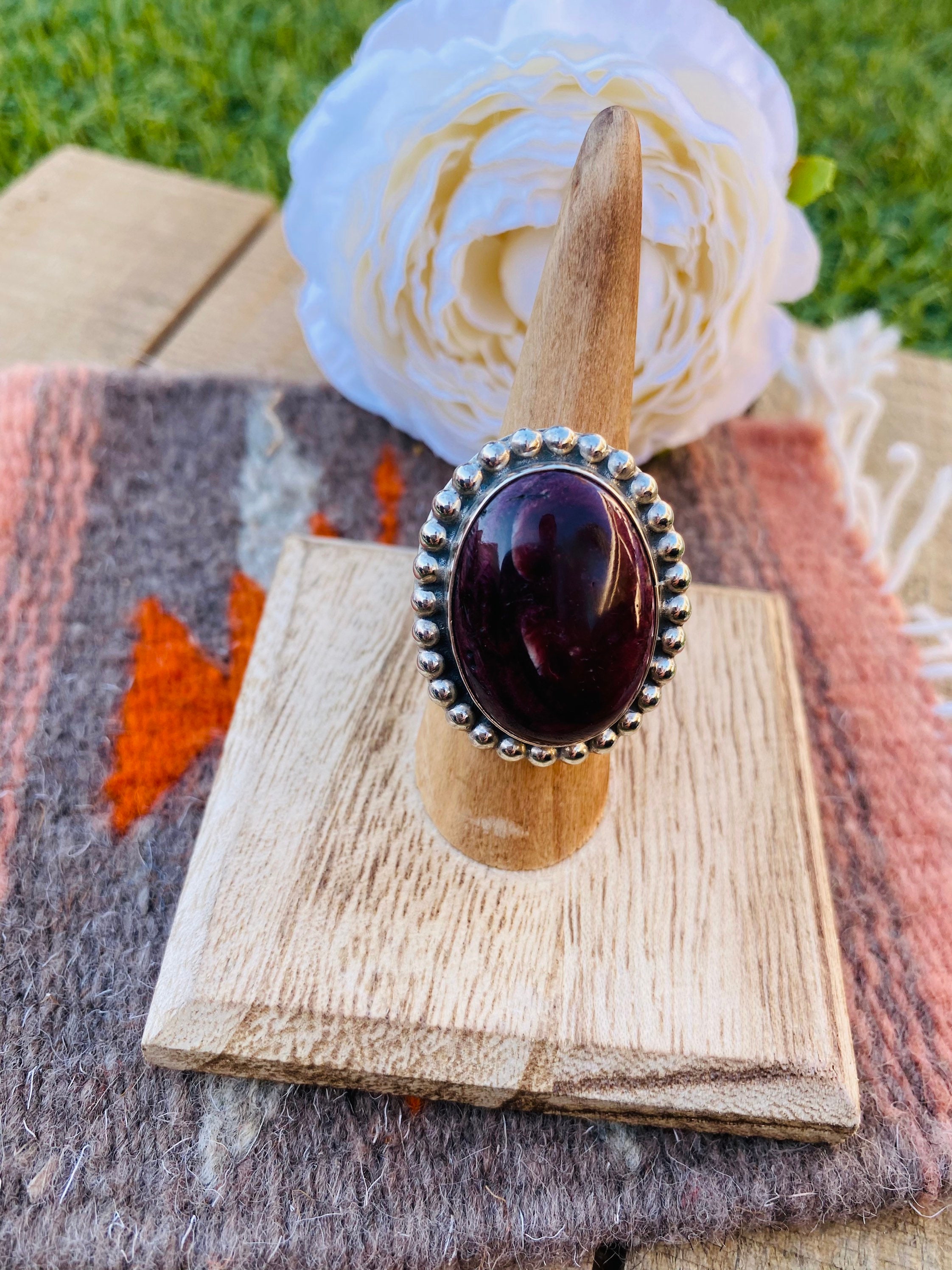 Details about   Navajo Purple Spiny & Sterling Silver Statement ring Ring 