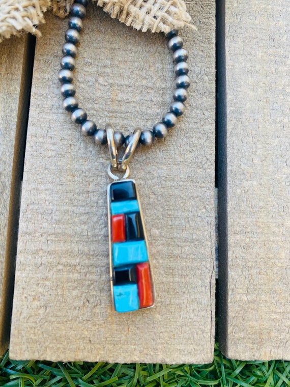 Native Ameican Navajo Multi Stone &amp; Sterling Silver Inlay | Etsy