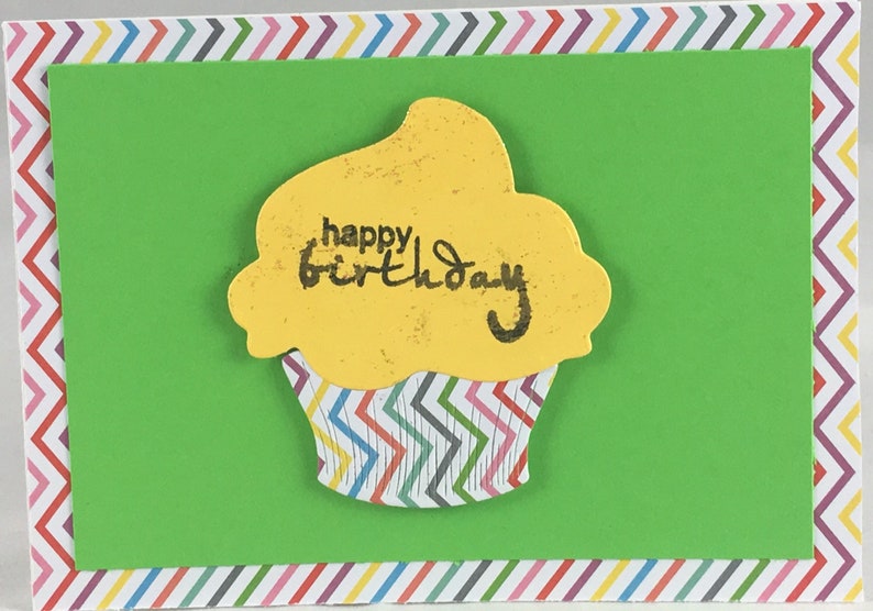 Green /& Yellow Birthday Cupcake Card