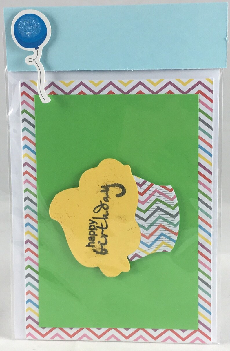 Green /& Yellow Birthday Cupcake Card