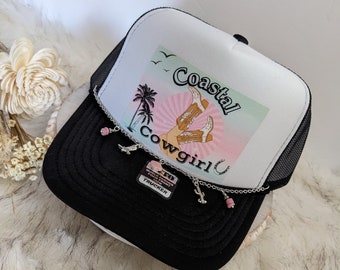 Coastal Cowgirl Summer Trucker Hat / Country Concert Hat/ Girls Trip Hat/ Western Trucker Hat
