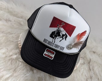 ¡Haz una gorra de camionero de vaquero de América / Personaliza tu gorra de camionero!  Sombrero de concierto country / Sombrero de viaje para niñas / Sombrero de camionero occidental