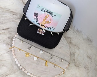 Cadena de camionero de vaquera costera / Cadenas de encanto de sombrero de camionero de vaquera / Encanto de sombrero / Cadenas de sombrero / Accesorio de sombrero de camionero /