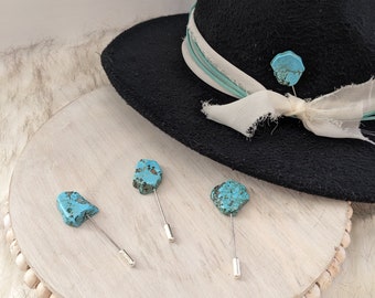Turquoise Stone Stick Pins. Add to your favorite hat, fedora or beanie. Western Brooch/ Hat Pin/ Lapel Pin