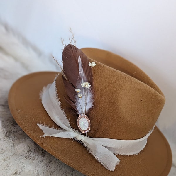 Rhinestone and opal feather hat pins / Hat Accessory/Western Brooch/Hat Pin/Lapel Pin /Boutonniere Pin/ Groomsmen