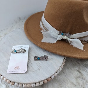 Cowgirl &quot;Howdy&quot; Hat Pins. Hat pin brooch for your hat. Pin to shirt, jacket, purse or scarf! Hat Accessory/Western Brooch