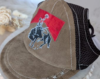 Handmade Pet Western Trucker Hats! Unique, Stylish and comfortable dog hat. Pet Hats!