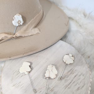 White Magnesite Nugget Stone Stick Pins. Add to your favorite hat, fedora or beanie. Western Brooch/ Hat Pin/ Lapel Pin