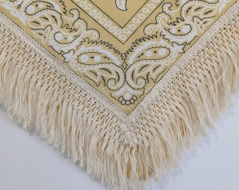 Cotton Fringe bandana! Fall Neck Scarf. Neutral Fall Bandana. Everyday Bandana the perfect fall accessory.