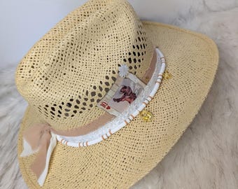 Sommar Cowgirl Stråhatt / Cowgirl Strandhatt / Cowgirlhatt / Anpassad Cowgirlhatt