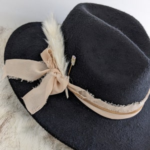 Custom Quartz Hat Band. Chiffon Ribbon, Suede Cord, Boho Feather and Quartz Pin. Add to your favorite Hat Hat Accessory/Hat Pin/Hat Tack image 6