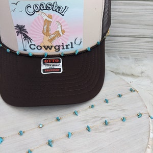 Gold Turquoise stone Cowgirl Trucker Hat Chains / Hat Charm/Hat Chains/Trucker Hat Accessory!