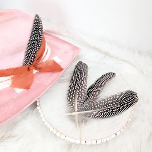 Pink Speckled  Hat Feathers! Red Speckled Hat Feathers. Custom Feather for your hat.