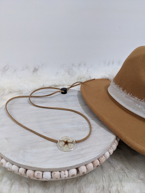 Pressed Flower Concho and Suede Cord Adjustable Hat Band  display picture 1