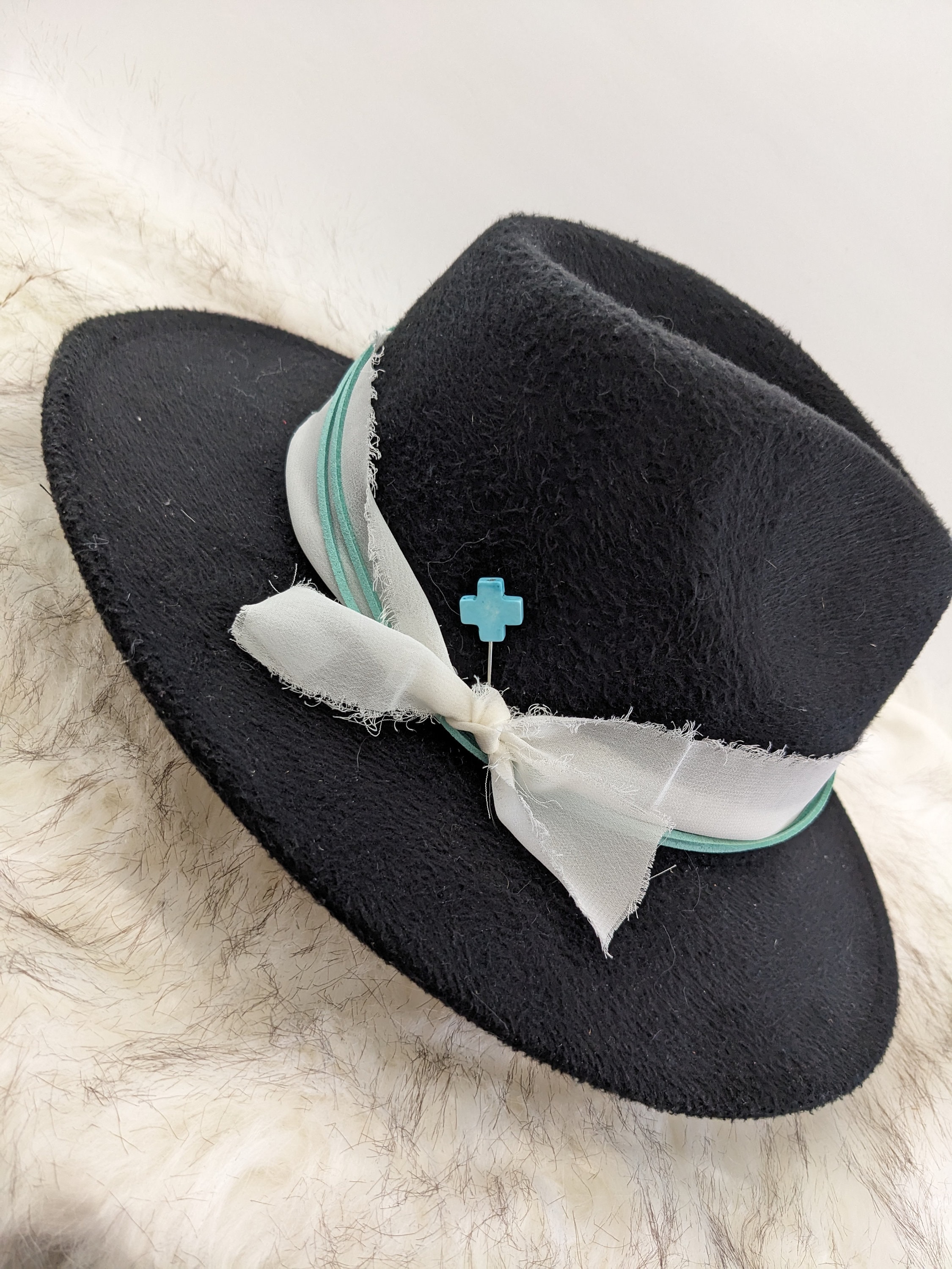 Intricate Silver and Turquoise Cross Hat Pin Jay King Gallery Collection Baja Turquoise Cross Pin-Pendant  main image 2