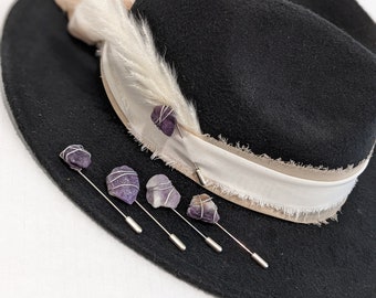 Amethyst Hat Pins! Add to your favorite western hat, beanie, Fedora, lapel, or scarf! Hat Accessory/Western Brooch/Hat Pin/Hat Jewelry