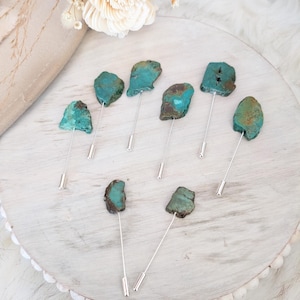 Natural Turquoise Slab Stick Pins. Add to your favorite hat, fedora or beanie. Western Brooch/ Hat Pin/ Lapel Pin