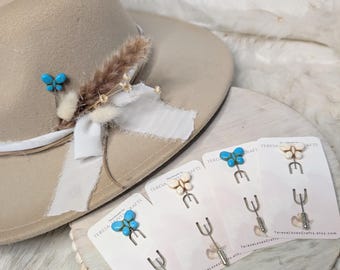 Cowboy Butterfly Hat Pins! Cowgirl Western Hat Pins.  Howlite Hat Pins!  Update your favorite western hat.