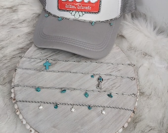 Cowgirl Trucker Hat Charm Chains / Hat Charm/Hat Chains/Trucker Hat Accessory!