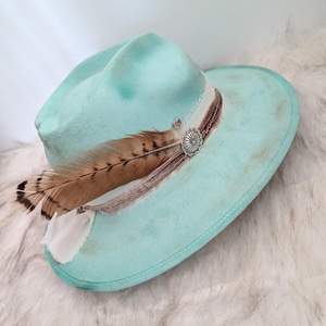 Teal Vegan Suede Cowboy Hat - Etsy display picture 2