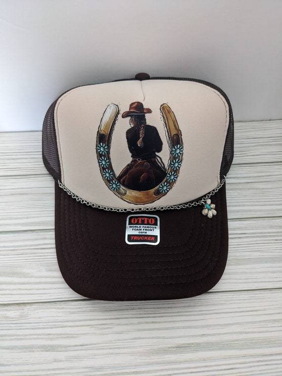 Cowgirl Horseshoe Trucker Hat / Country Concert Hat/ Girls Trip Hat/ Western Trucker Hat