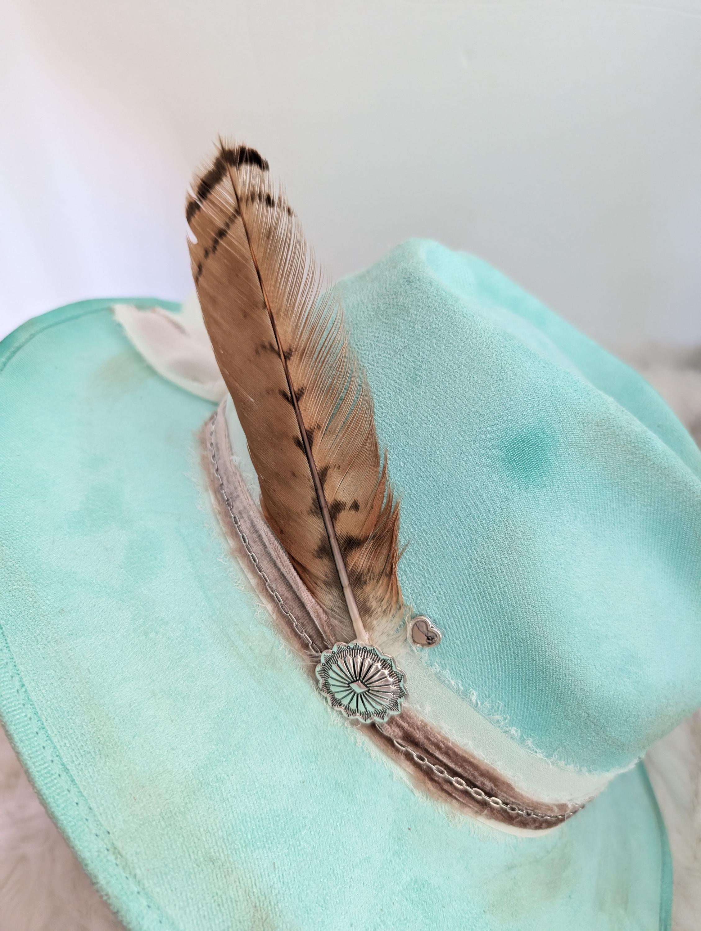 Handmade Turquoise Rancher Hat | Vegan Leather Western Hat Turquoise Trail main image 2