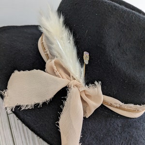 Custom Quartz Hat Band. Chiffon Ribbon, Suede Cord, Boho Feather and Quartz Pin. Add to your favorite Hat Hat Accessory/Hat Pin/Hat Tack image 9