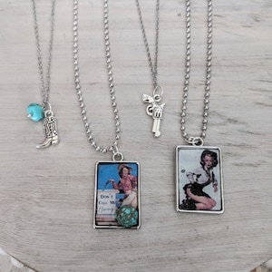 Cowgirl Charm and Ball Necklace. Western Cowgirl Necklace