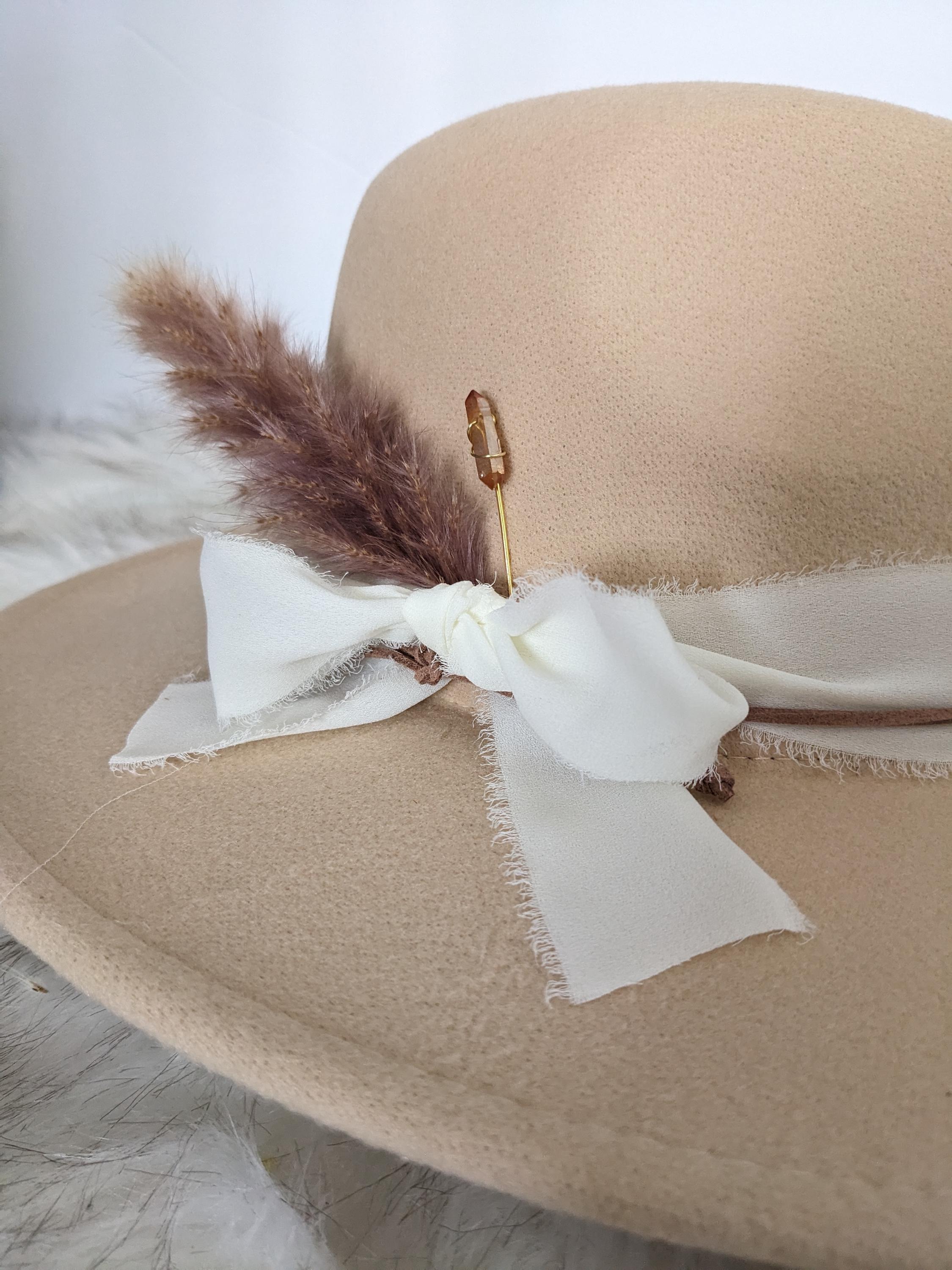 Gorgeous brown suede hat for for a princess. Adjustable. Pastel ribbon banding! DIY Hat Band! Customize Your Favorite Hat With a Hat Bands  main image 2