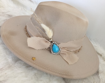 Cowboy Brooch Turquoise Stone Hat Pin! Update your favorite western hat. Pin to purse or scarf! Hat Accessory/Western Brooch