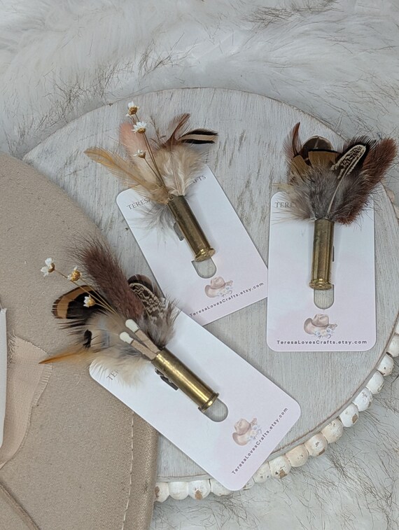 357 Casing upcycled Hat Pin with Hat Accessory/Western Brooch/Hat  Pin/Lapel Pin /Western Boutonniere Groomsmen Pin