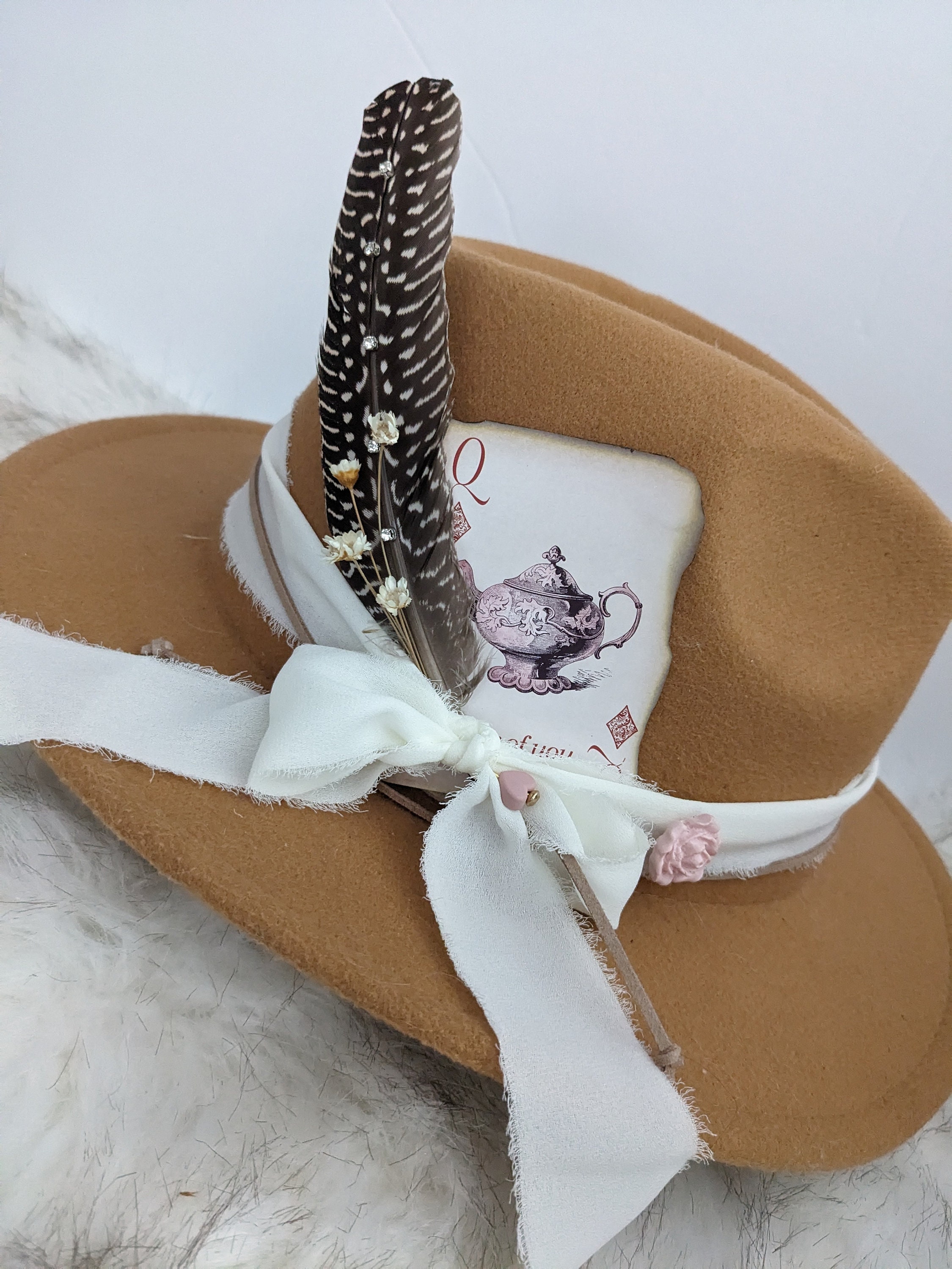 Custom Floral DIY Hat Band With Playing Card. Add to Your  display picture 3