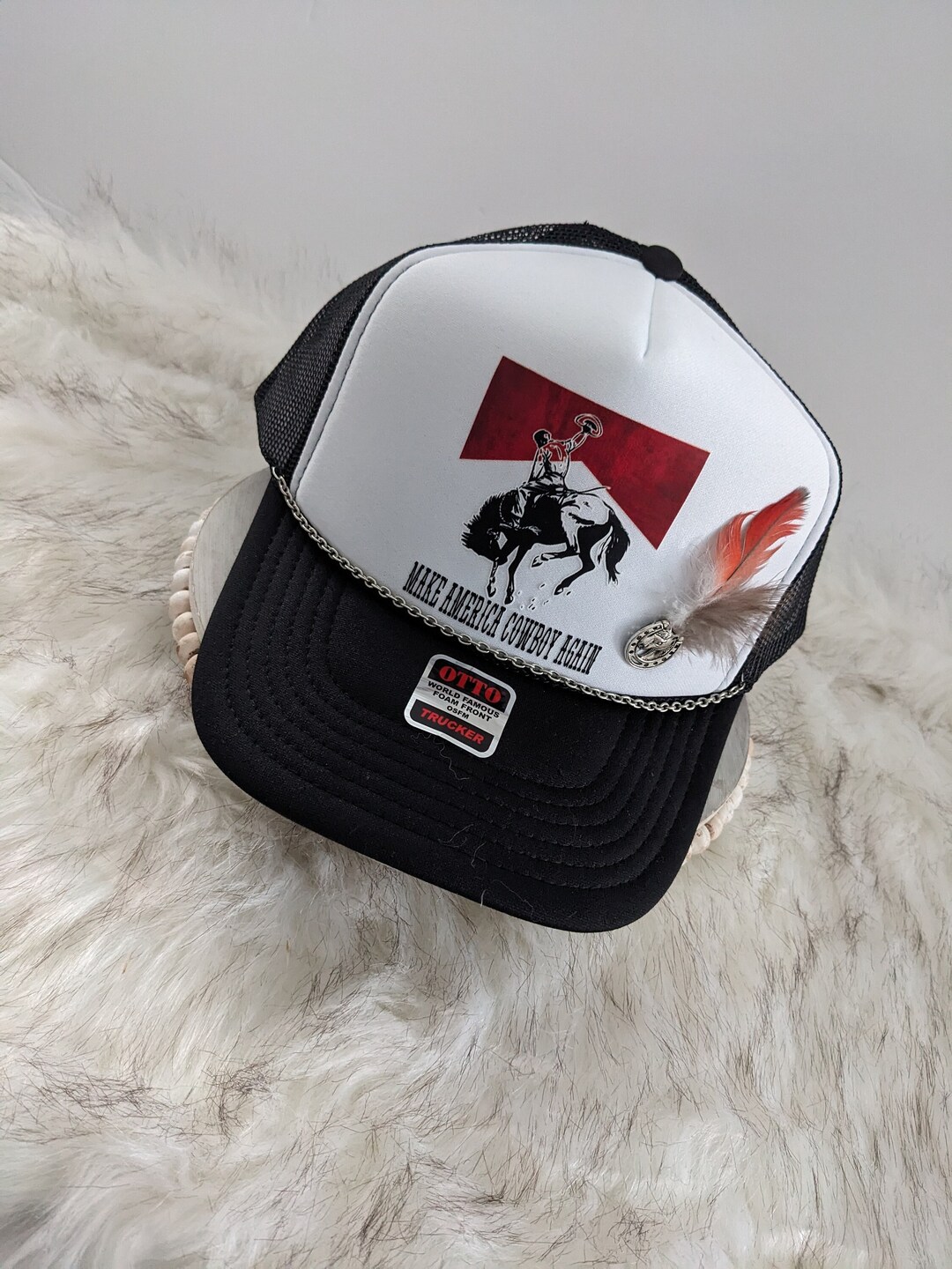 Custom Cowboy Hat / Trucker Hat | Personalized With Name, Number, Or Logo | Adjustable Baseball Cap