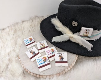 Busta di fiammiferi per fascia per cappelli. Accessorio per fascia per cappello. Fiammiferi Cowgirl per il tuo cappello. Aggiorna il tuo cappello western preferito. Accessorio per cappello/gioiello per cappello
