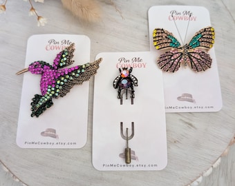 Wild and free Rhinestone Rodeo Hat Pins! Update your favorite western hat. Pin to purse or scarf! Western Glam Brooch